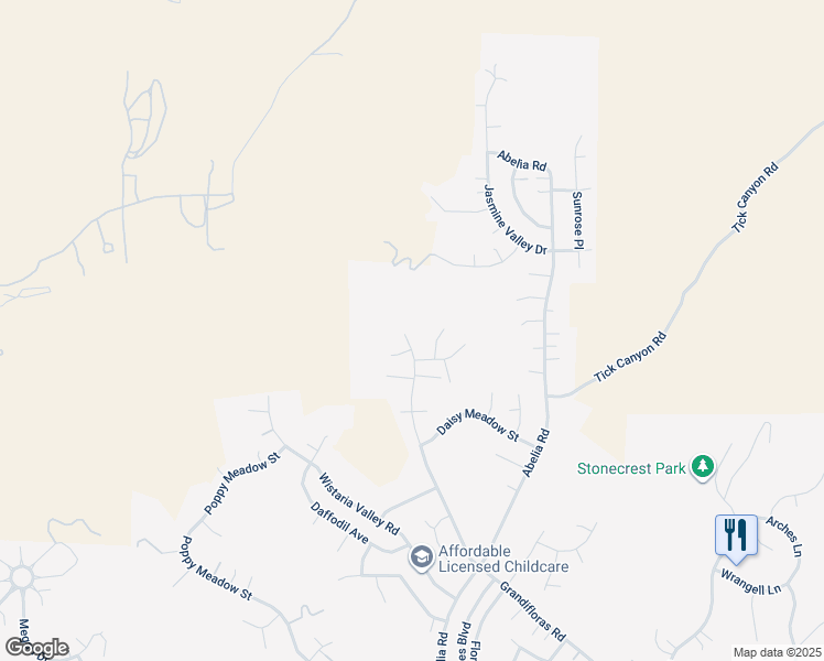 map of restaurants, bars, coffee shops, grocery stores, and more near 30030 Grandifloras Road in Santa Clarita