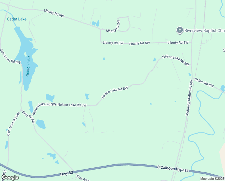 map of restaurants, bars, coffee shops, grocery stores, and more near 563 Nelson Lake Road Southwest in Calhoun