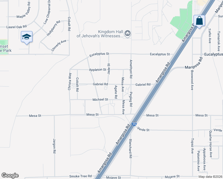 map of restaurants, bars, coffee shops, grocery stores, and more near 13252 Gabriel Road in Victorville
