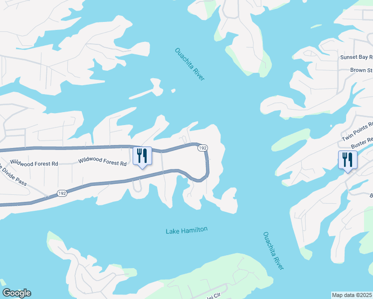 map of restaurants, bars, coffee shops, grocery stores, and more near 1454 Marion Anderson Road in Hot Springs