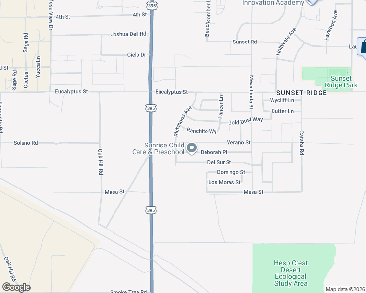 map of restaurants, bars, coffee shops, grocery stores, and more near 12268 Verano Street in Victorville
