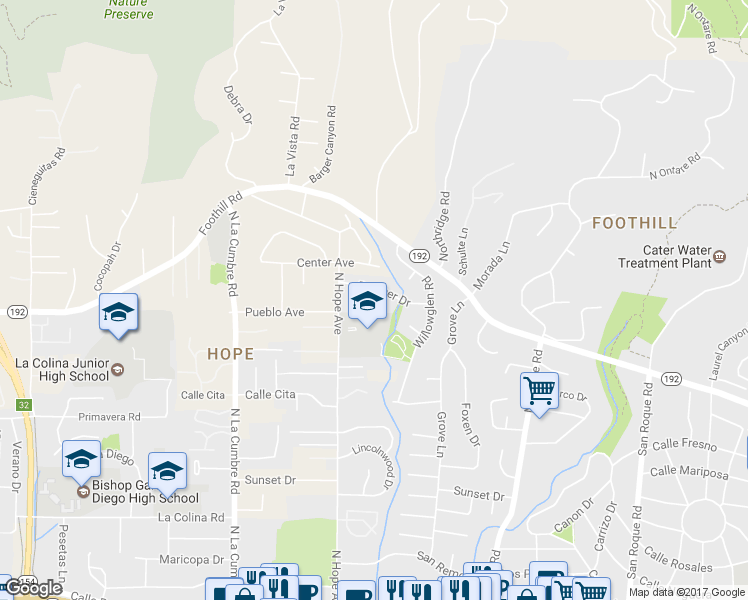 map of restaurants, bars, coffee shops, grocery stores, and more near 803 Fawn Place in Santa Barbara