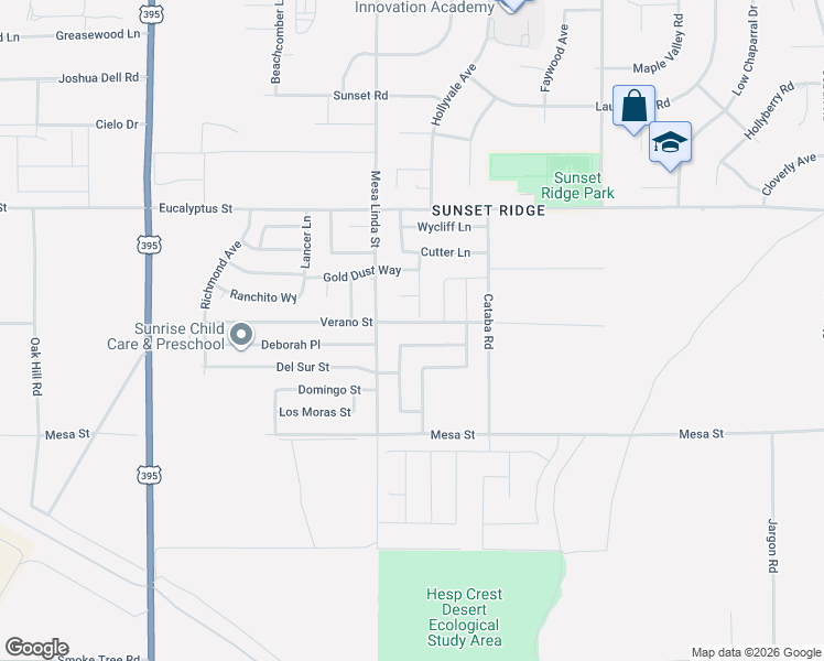 map of restaurants, bars, coffee shops, grocery stores, and more near 12535 Verano Street in Victorville