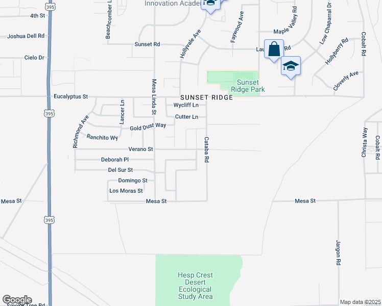 map of restaurants, bars, coffee shops, grocery stores, and more near 12655 Verano Street in Victorville