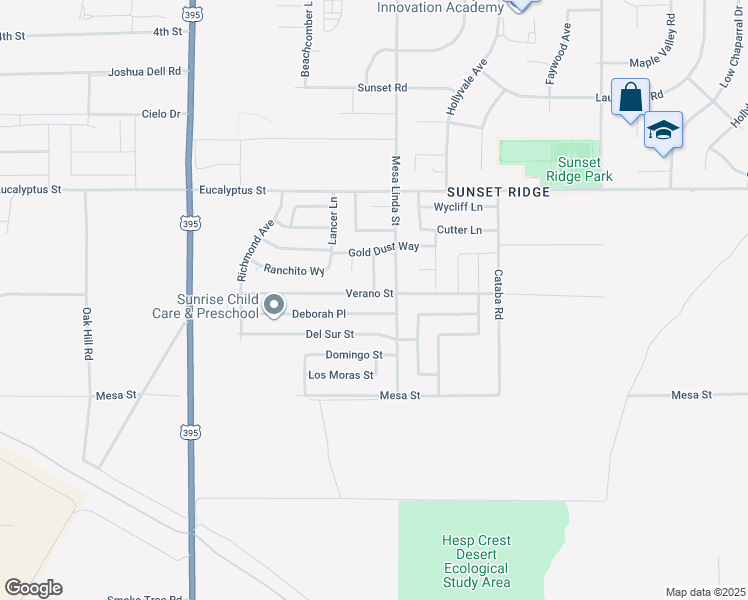 map of restaurants, bars, coffee shops, grocery stores, and more near 12467 Verano Street in Victorville