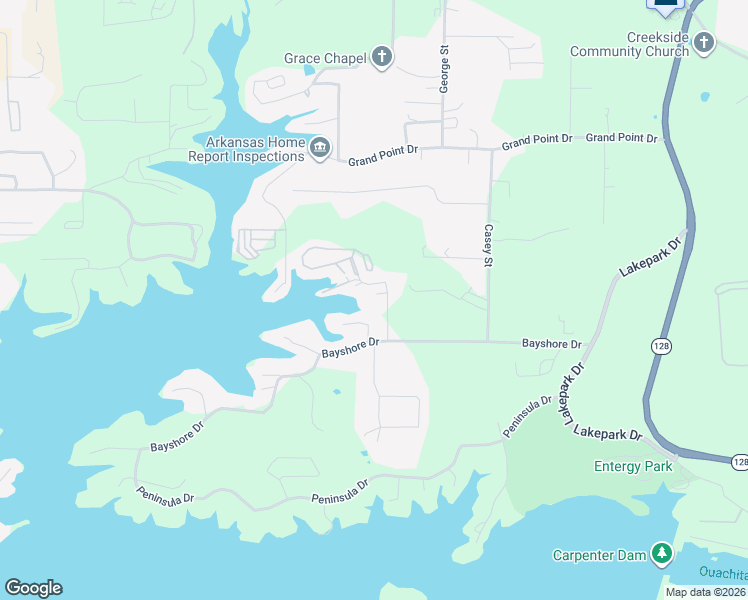 map of restaurants, bars, coffee shops, grocery stores, and more near 111 Bayshore Cove in Hot Springs