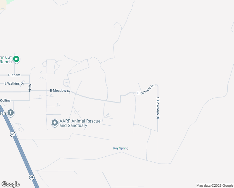 map of restaurants, bars, coffee shops, grocery stores, and more near 11900 East Meadow Drive in Mayer