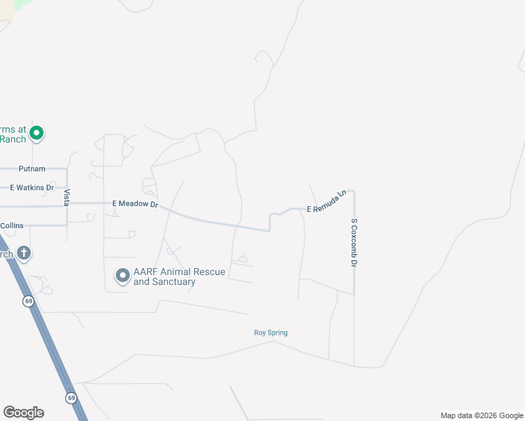 map of restaurants, bars, coffee shops, grocery stores, and more near 11900 East Meadow Drive in Mayer