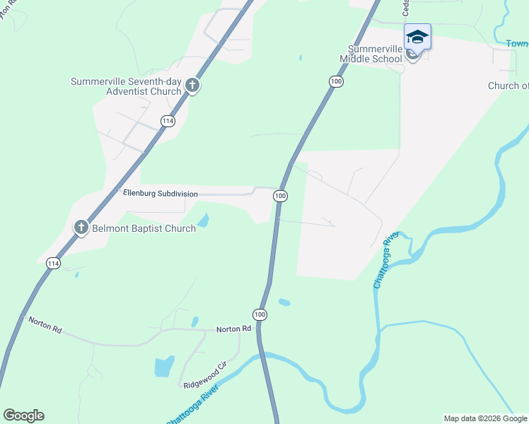 map of restaurants, bars, coffee shops, grocery stores, and more near 1400 Georgia 100 in Summerville