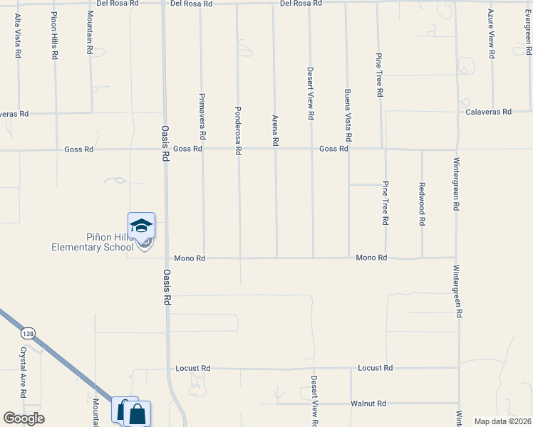 map of restaurants, bars, coffee shops, grocery stores, and more near 11126 Arena Road in Piñon Hills