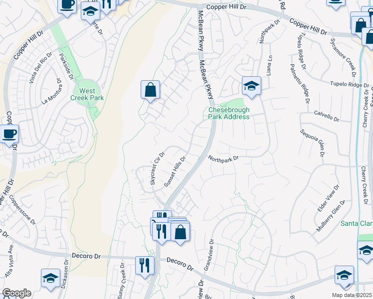 map of restaurants, bars, coffee shops, grocery stores, and more near 27997 Skycrest Circle Drive in Santa Clarita