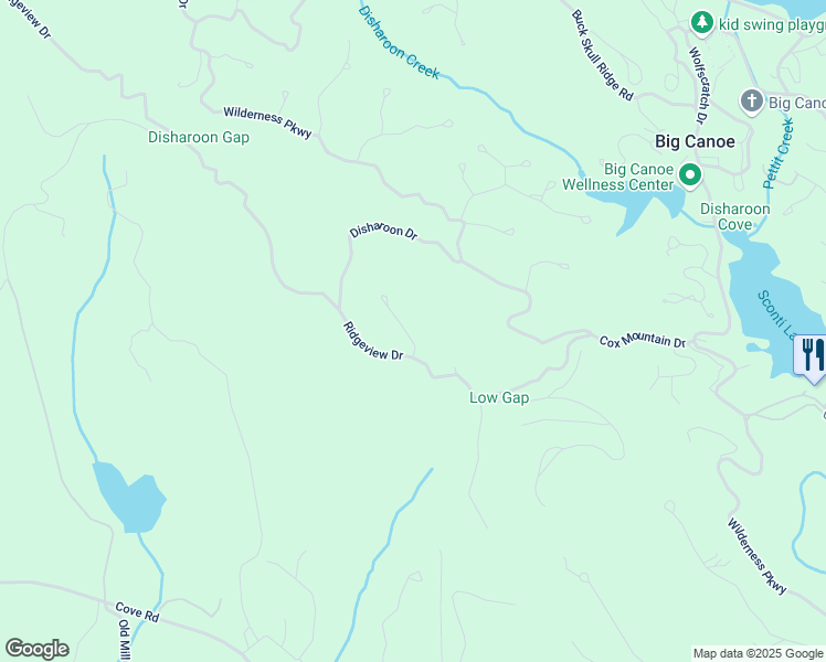 map of restaurants, bars, coffee shops, grocery stores, and more near 72 Wild Cherry Lane in Big Canoe