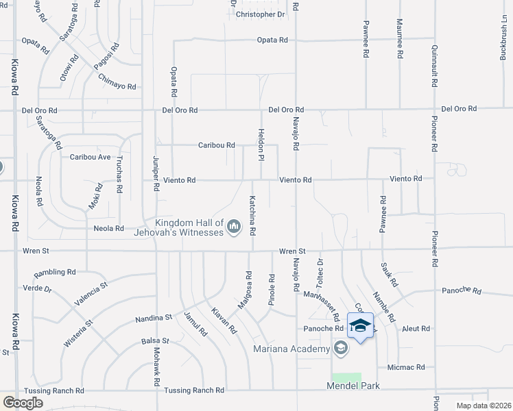 map of restaurants, bars, coffee shops, grocery stores, and more near 11011 Viento Place in Apple Valley