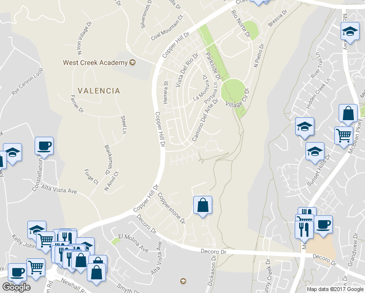 map of restaurants, bars, coffee shops, grocery stores, and more near 28301 Esplanada Drive in Santa Clarita