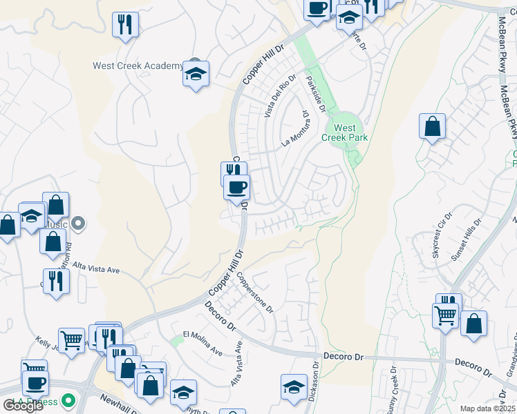 map of restaurants, bars, coffee shops, grocery stores, and more near 28321 Esplanada Drive in Santa Clarita