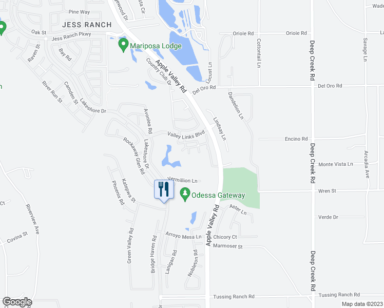 map of restaurants, bars, coffee shops, grocery stores, and more near 11055 Semmering Court in Apple Valley