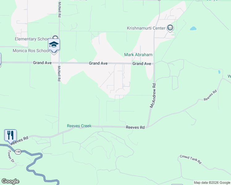 map of restaurants, bars, coffee shops, grocery stores, and more near 483 El Jina Lane in Ojai