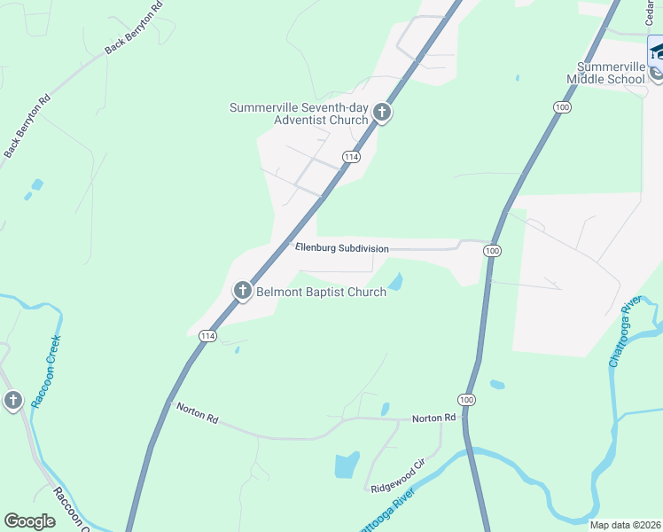 map of restaurants, bars, coffee shops, grocery stores, and more near 108 Mcclain Street in Summerville