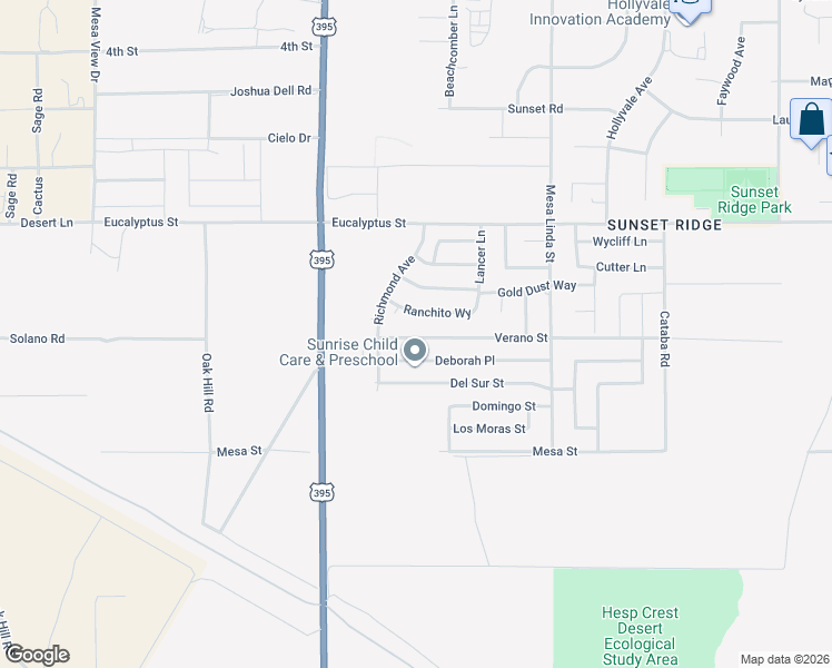 map of restaurants, bars, coffee shops, grocery stores, and more near 12286 Deborah Place in Victorville