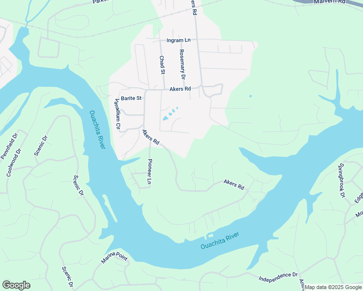 map of restaurants, bars, coffee shops, grocery stores, and more near 935 Akers Road in Hot Springs