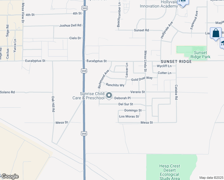 map of restaurants, bars, coffee shops, grocery stores, and more near 12308 Verano Street in Victorville