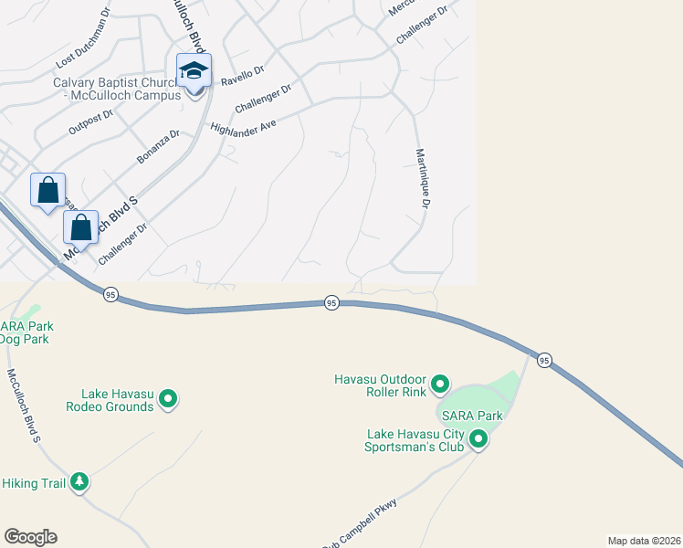 map of restaurants, bars, coffee shops, grocery stores, and more near 3955 Mediterranean Lane in Lake Havasu City