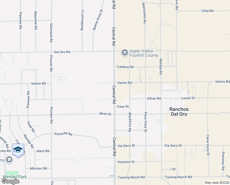 map of restaurants, bars, coffee shops, grocery stores, and more near 10975 Central Road in Apple Valley