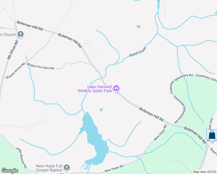 map of restaurants, bars, coffee shops, grocery stores, and more near Boleman Hill Road in Hart County