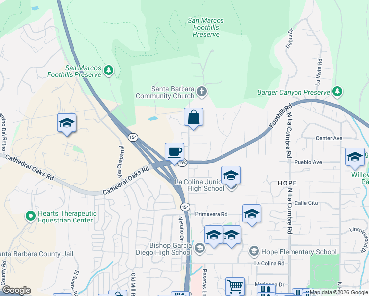 map of restaurants, bars, coffee shops, grocery stores, and more near 813 Cieneguitas Road in Santa Barbara