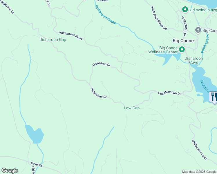 map of restaurants, bars, coffee shops, grocery stores, and more near 72 Wild Cherry Lane in Big Canoe