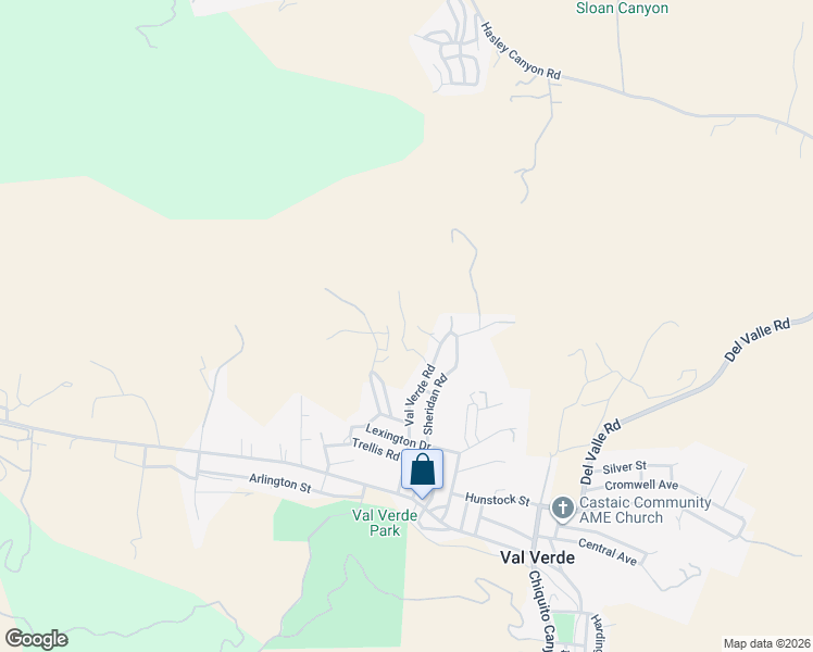 map of restaurants, bars, coffee shops, grocery stores, and more near Bonita Avenue in Val Verde