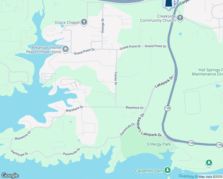 map of restaurants, bars, coffee shops, grocery stores, and more near 240 Casey Street in Hot Springs