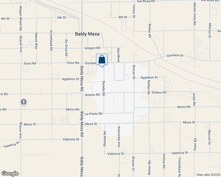 map of restaurants, bars, coffee shops, grocery stores, and more near 9875 Solano Road in Victorville