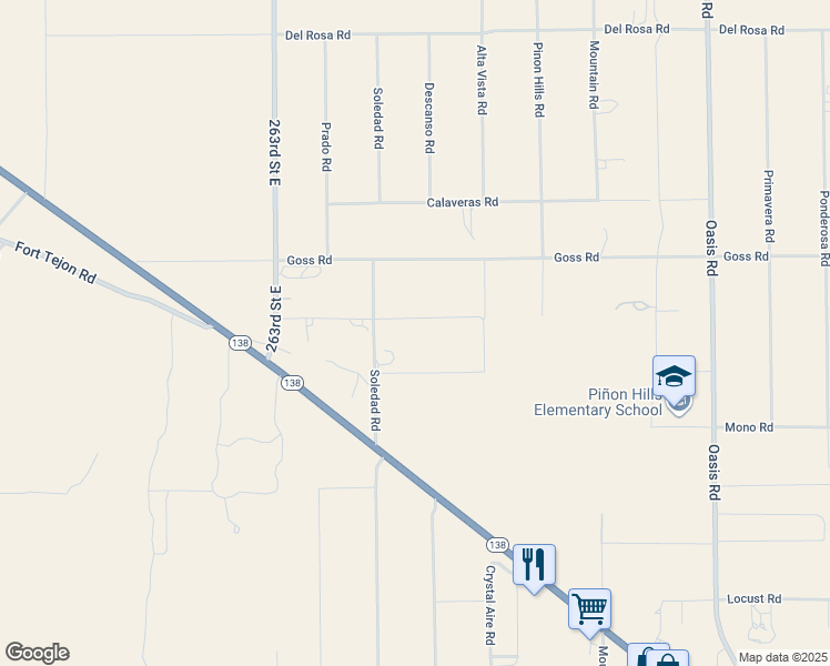 map of restaurants, bars, coffee shops, grocery stores, and more near 381 Amador Road in Piñon Hills