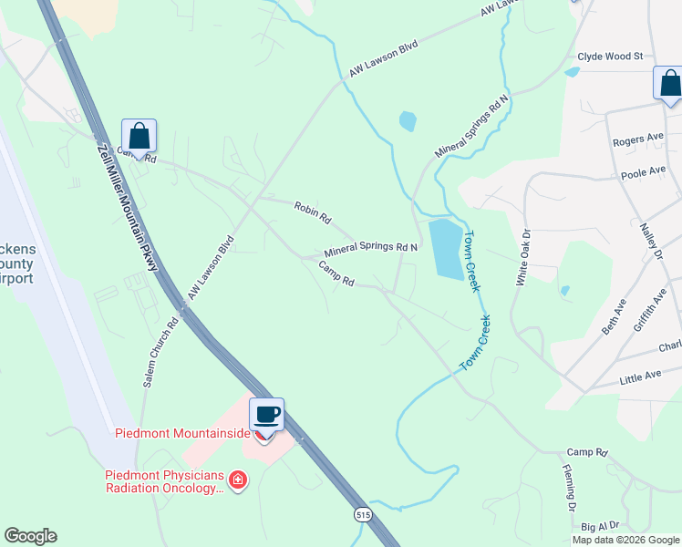 map of restaurants, bars, coffee shops, grocery stores, and more near 1333 Mineral Springs Road North in Jasper