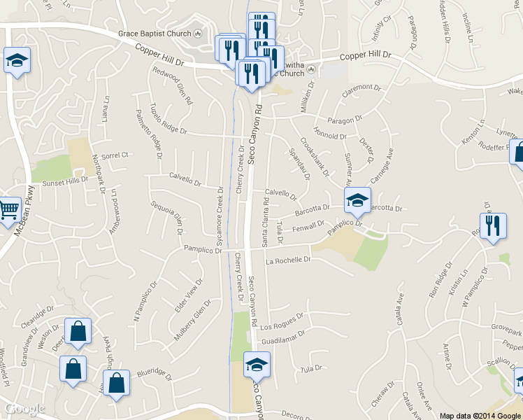 map of restaurants, bars, coffee shops, grocery stores, and more near 27545 Santa Clarita Road in Santa Clarita