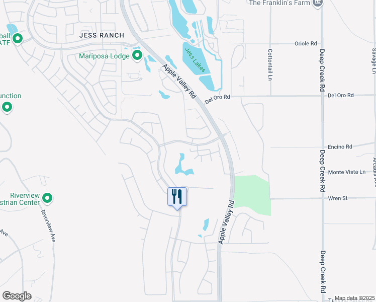 map of restaurants, bars, coffee shops, grocery stores, and more near 11096 Sandy Lane in Apple Valley