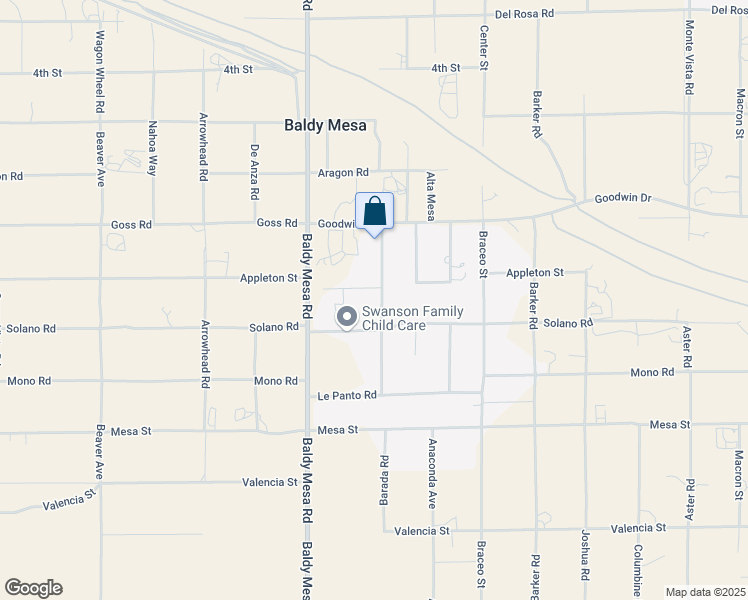 map of restaurants, bars, coffee shops, grocery stores, and more near 11185 Barada Road in Victorville