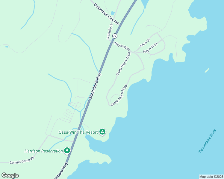 map of restaurants, bars, coffee shops, grocery stores, and more near 363 Camp Ney a Ti Road in Guntersville