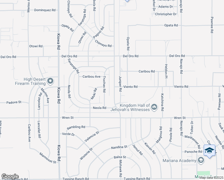 map of restaurants, bars, coffee shops, grocery stores, and more near 11080 Mohawk Road in Apple Valley