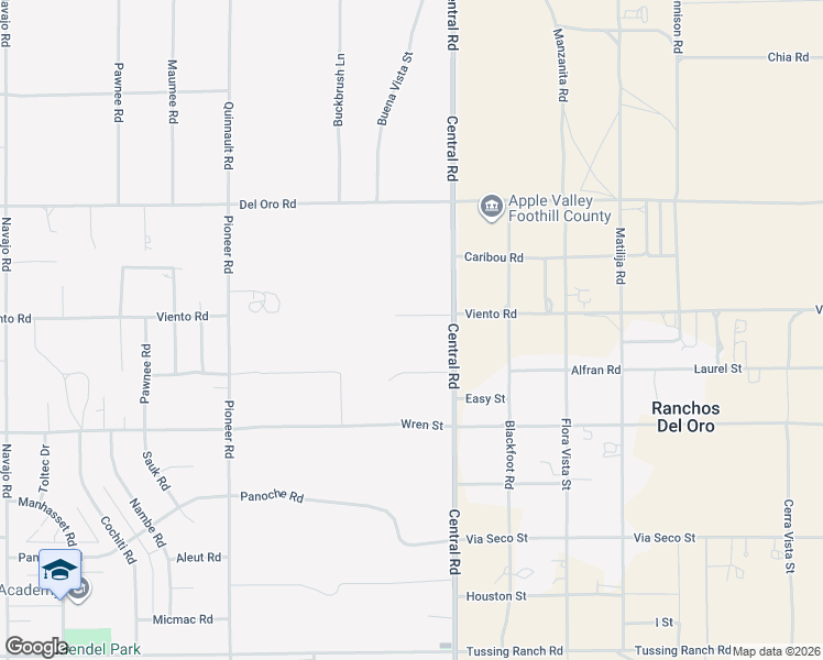 map of restaurants, bars, coffee shops, grocery stores, and more near 22377 Viento Road in Apple Valley