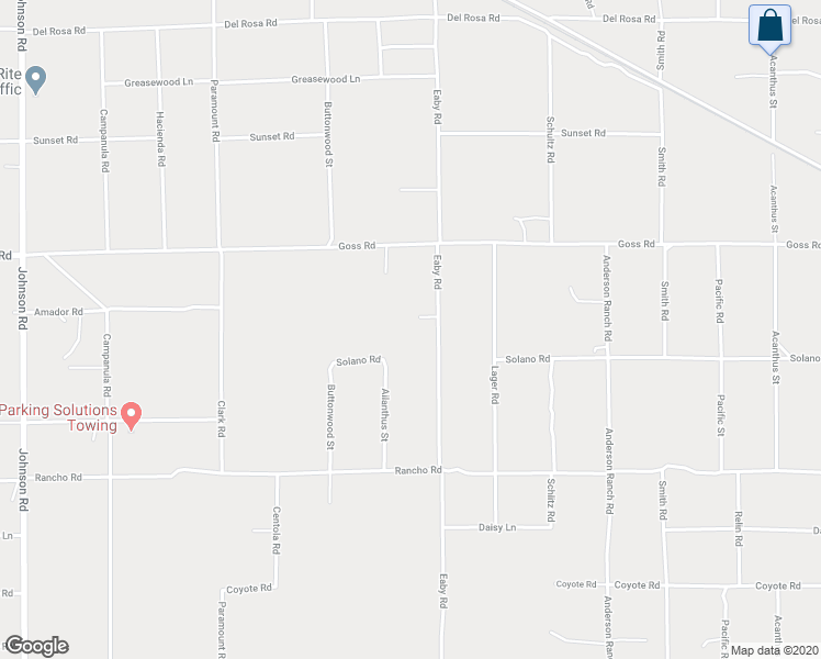 map of restaurants, bars, coffee shops, grocery stores, and more near 11168 Eaby Road in Phelan