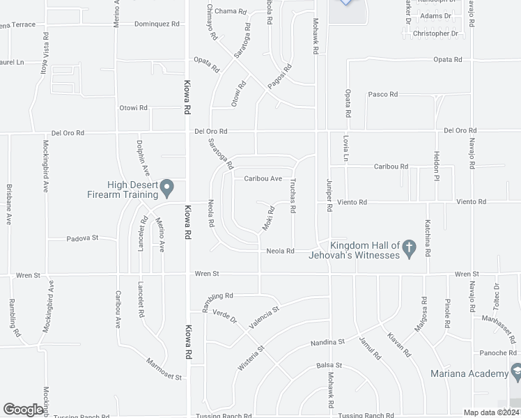map of restaurants, bars, coffee shops, grocery stores, and more near 11062 Moki Court in Apple Valley