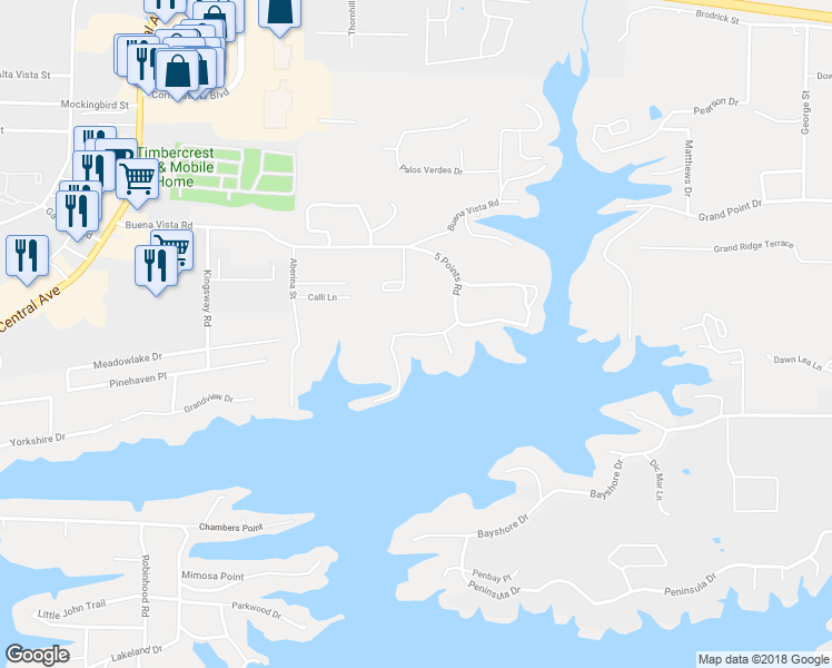 map of restaurants, bars, coffee shops, grocery stores, and more near 208 5 Points Road in Garland County