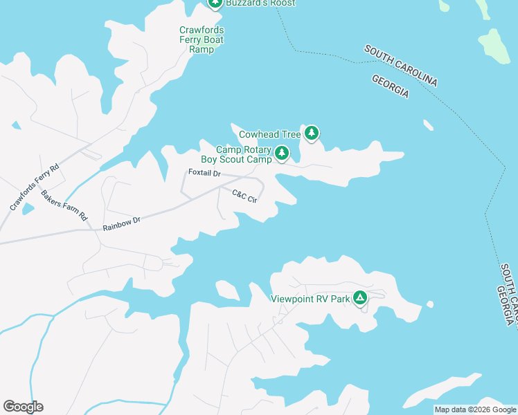 map of restaurants, bars, coffee shops, grocery stores, and more near 198-668 C and C Circle in Hartwell