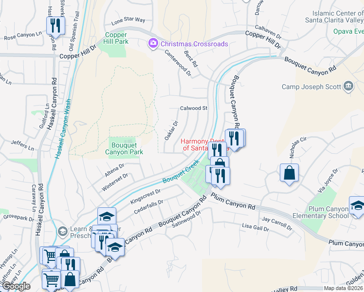 map of restaurants, bars, coffee shops, grocery stores, and more near 28131 Shelter Cove Drive in Santa Clarita