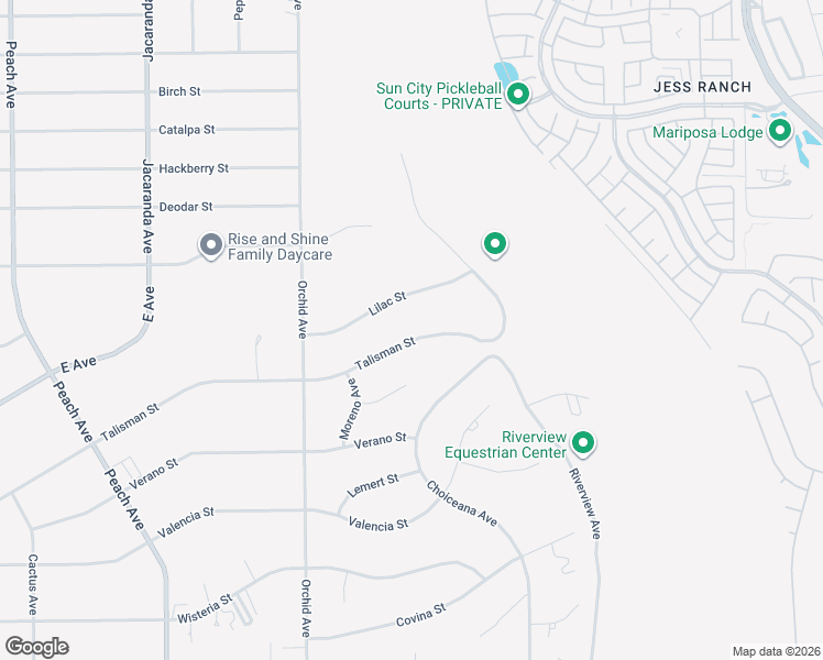 map of restaurants, bars, coffee shops, grocery stores, and more near Talisman Street in Hesperia