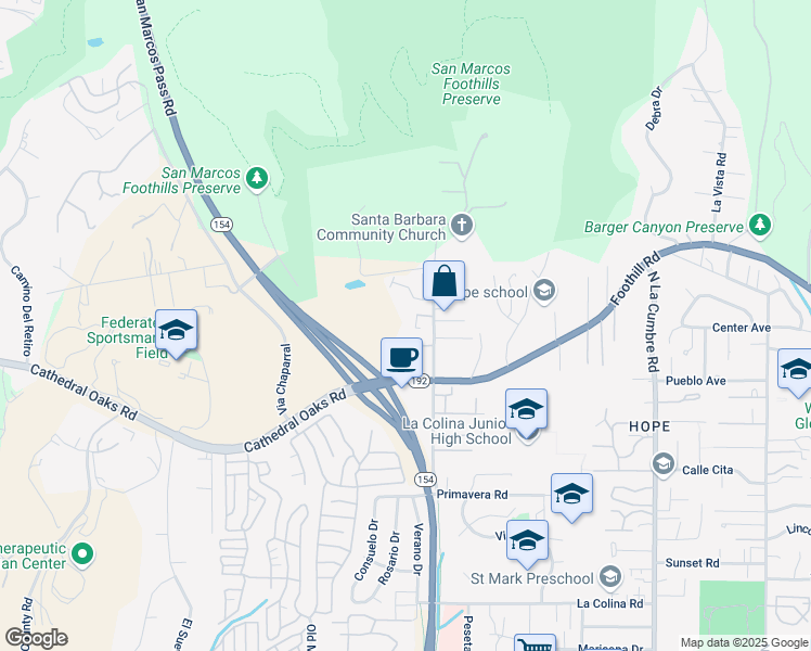 map of restaurants, bars, coffee shops, grocery stores, and more near 893 Cieneguitas Rd in Santa Barbara