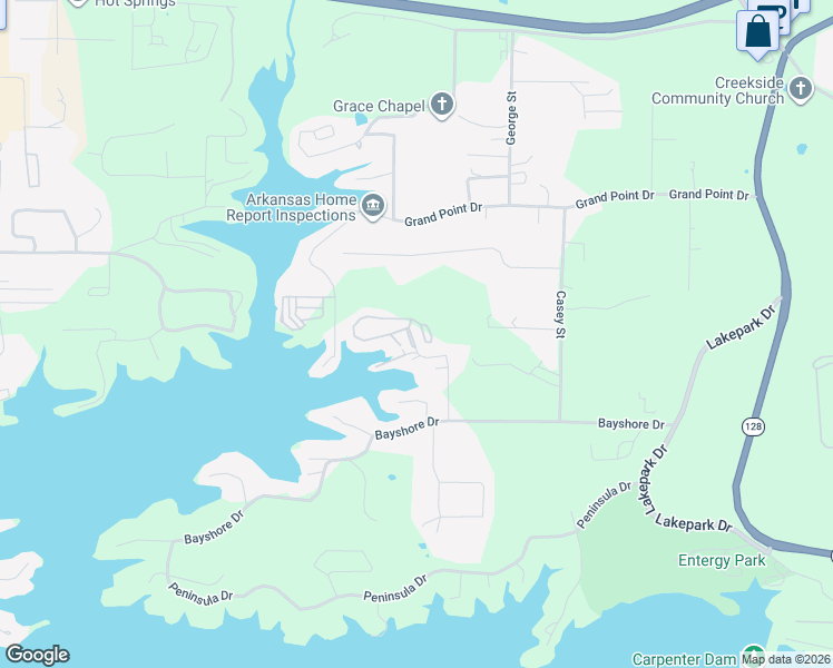 map of restaurants, bars, coffee shops, grocery stores, and more near 102 Sea Ray in Garland County