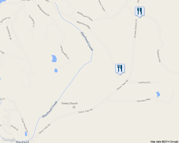 map of restaurants, bars, coffee shops, grocery stores, and more near 460 Waterford Way in Jasper